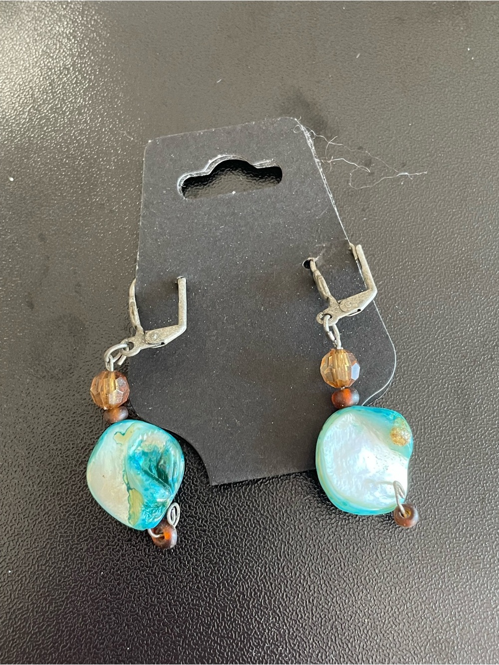 Handmade Turquoise Shell Drop Earrings for Women